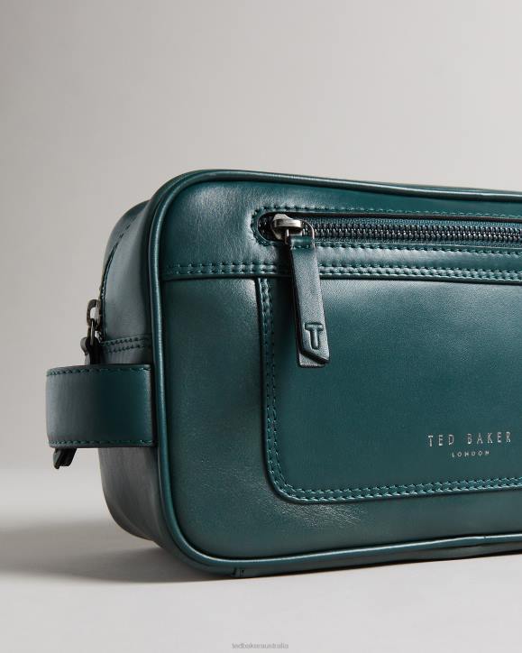 Ted Baker Dann Leather Washbag Dark Green Gifts Men TLPL2078