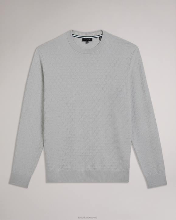 Ted Baker Dartell Long Sleeve T Stitched Crew Neck Jumper Light Gray Clothing Men TLPL1490