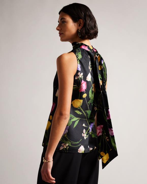 Ted Baker Demitri Floral Cowl Neck Top Black Clothing Women TLPL8