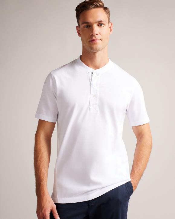 Ted Baker Duddin Short Sleeve Henley Shirt WHITE Clothing Men TLPL1208