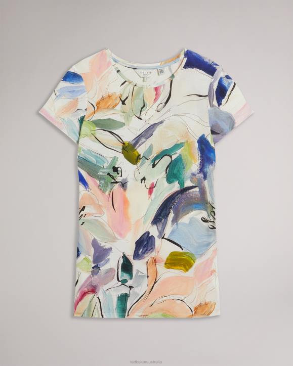 Ted Baker Elehna Magnolia Art Print T-Shirt White Clothing Women TLPL302