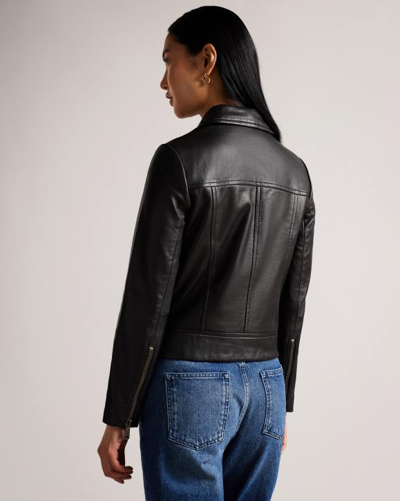 Ted Baker Ellaar Fitted Leather Biker Jacket Black Clothing Women TLPL196