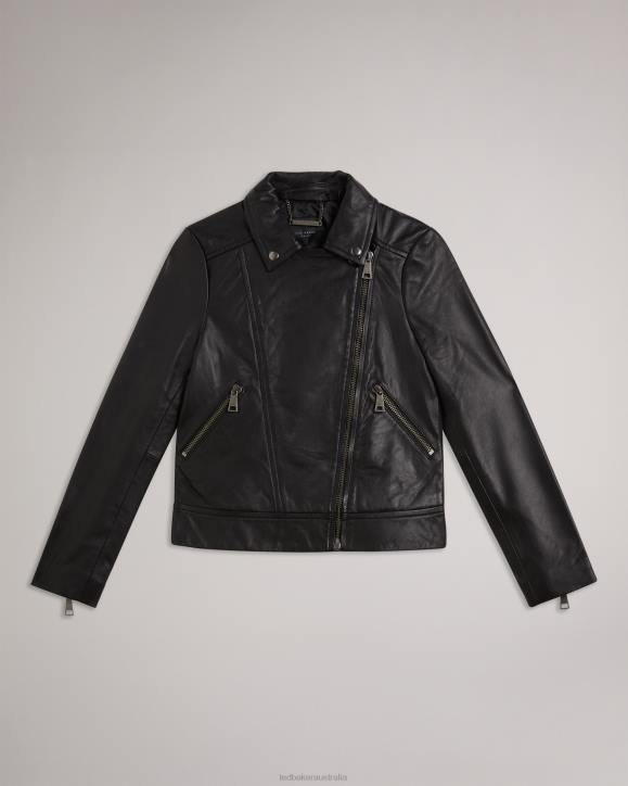 Ted Baker Ellaar Fitted Leather Biker Jacket Black Clothing Women TLPL196