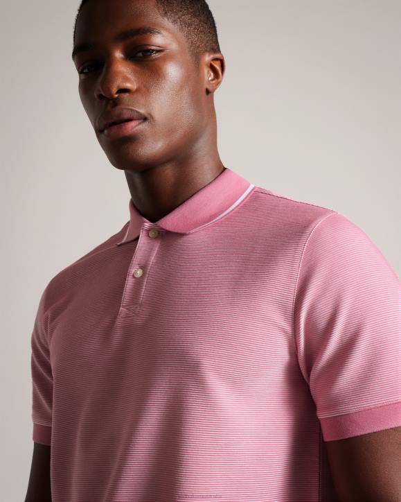 Ted Baker Ellerby Short Sleeve Striped Polo Shirt MID-PINK Clothing Men TLPL1413