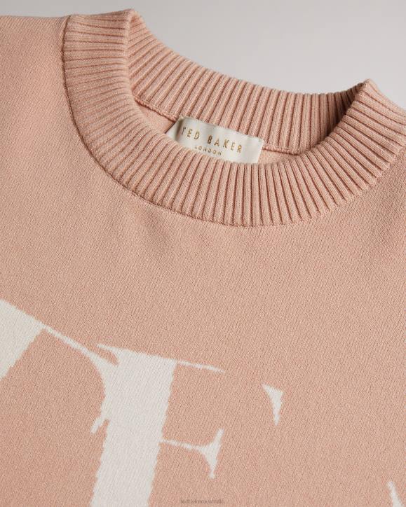 Ted Baker Elssiaa Branded Jacquard Knit Jumper Pink Clothing Women TLPL97