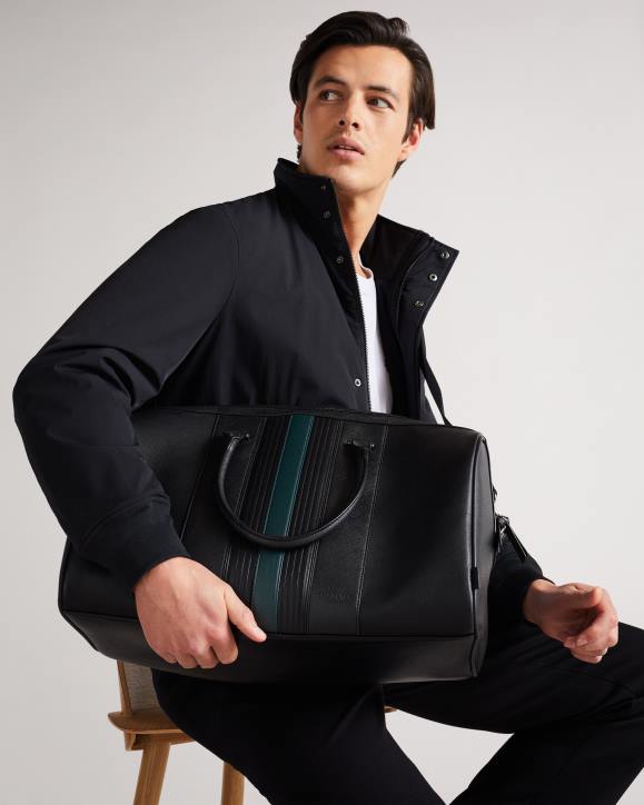 Ted Baker Evyday Striped PU Holdall BLACK Bags Men TLPL1755