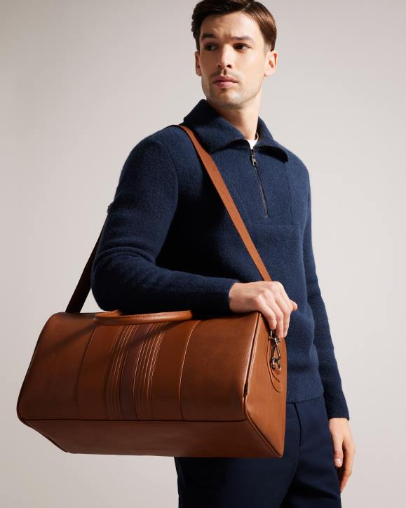 Ted Baker Evyday Striped PU Holdall TAN Bags Men TLPL1751