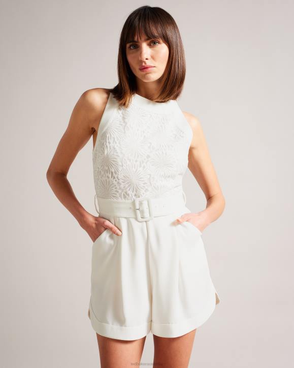 Ted Baker Finliee Sleeveless Belted Playsuit White Clothing Women TLPL219