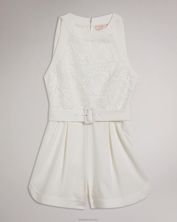 Ted Baker Finliee Sleeveless Belted Playsuit White Clothing Women TLPL219