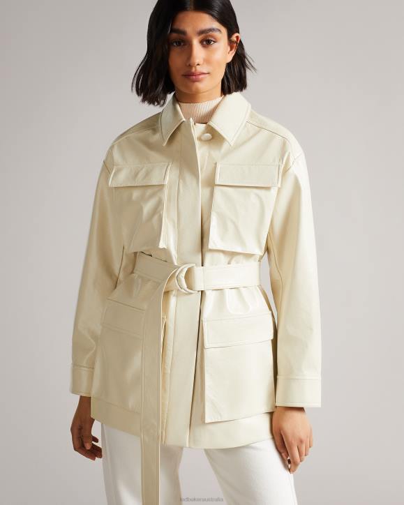 Ted Baker Foziey Textured Vinyl Field Jacket Ivory Clothing Women TLPL569