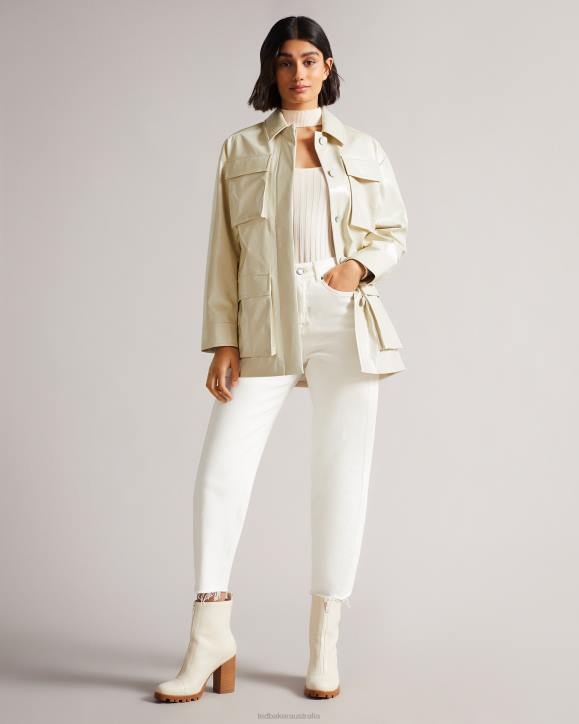 Ted Baker Foziey Textured Vinyl Field Jacket Ivory Clothing Women TLPL569