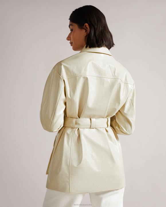 Ted Baker Foziey Textured Vinyl Field Jacket Ivory Clothing Women TLPL569