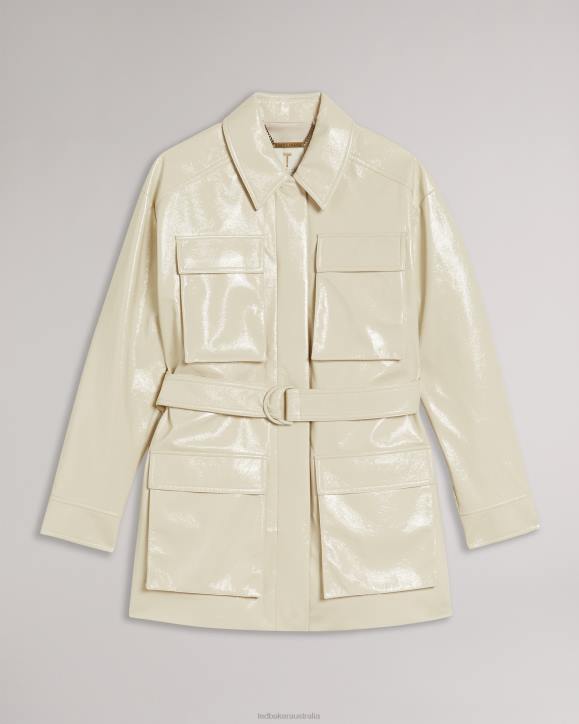 Ted Baker Foziey Textured Vinyl Field Jacket Ivory Clothing Women TLPL569