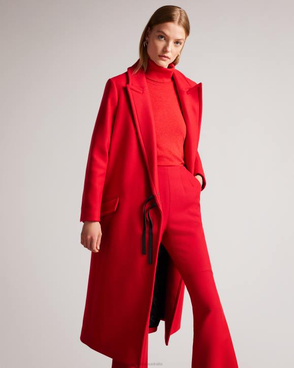 Ted Baker Frejia City Coat With Detachable Strap Detail Red Clothing Women TLPL452