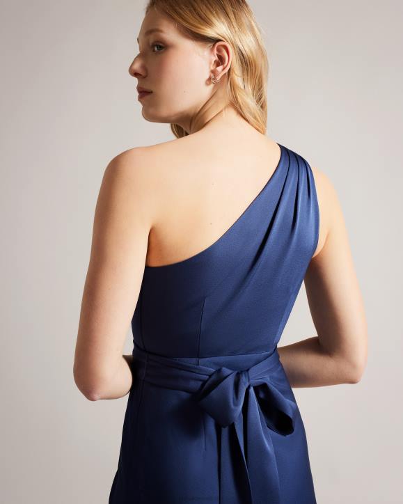 Ted Baker Gabie One Shoulder Drape Midi Dress Dark Blue Clothing Women TLPL23