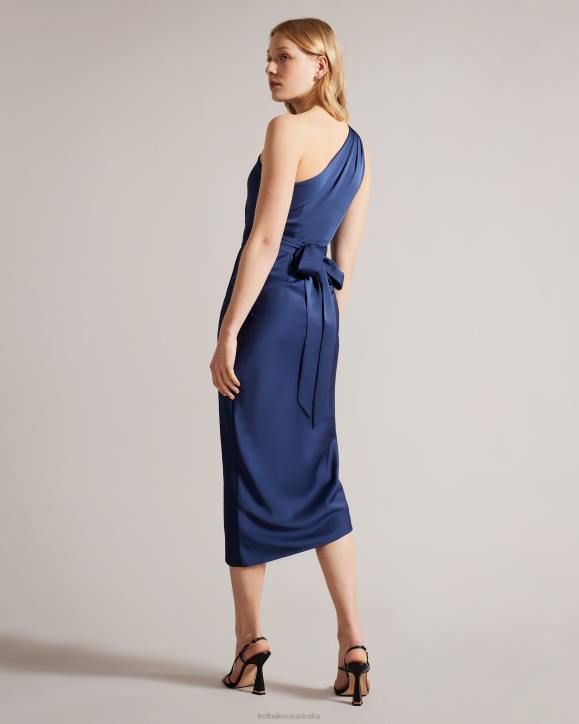 Ted Baker Gabie One Shoulder Drape Midi Dress Dark Blue Clothing Women TLPL23