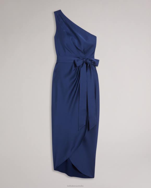 Ted Baker Gabie One Shoulder Drape Midi Dress Dark Blue Clothing Women TLPL23