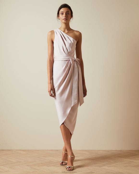 Ted Baker Gabie One Shoulder Drape Midi Dress Light Pink Clothing Women TLPL11