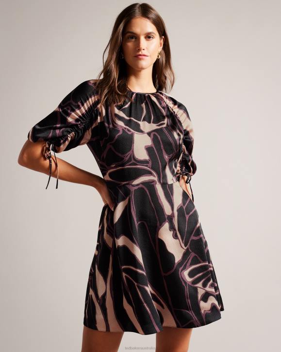 Ted Baker Gilliaa Abstract Print Mini Dress Black Clothing Women TLPL65