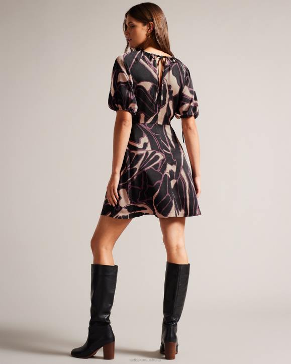 Ted Baker Gilliaa Abstract Print Mini Dress Black Clothing Women TLPL65