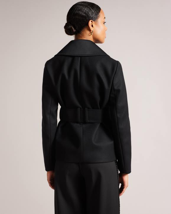 Ted Baker Hadleya Oversized Collar Belted Peacoat Black Clothing Women TLPL339