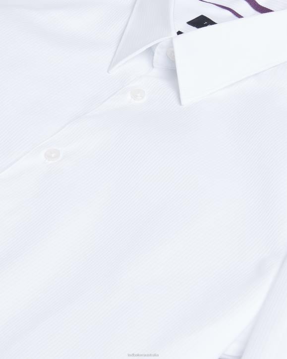 Ted Baker Haless Long Sleeve Textured Stripe Shirt White Clothing Men TLPL1486