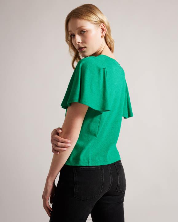 Ted Baker Hallenn Ruffle Sleeve T-Shirt Green Clothing Women TLPL449