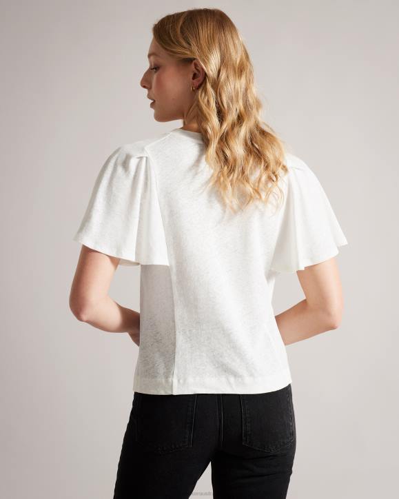 Ted Baker Hallenn Ruffle Sleeve T-Shirt White Clothing Women TLPL471