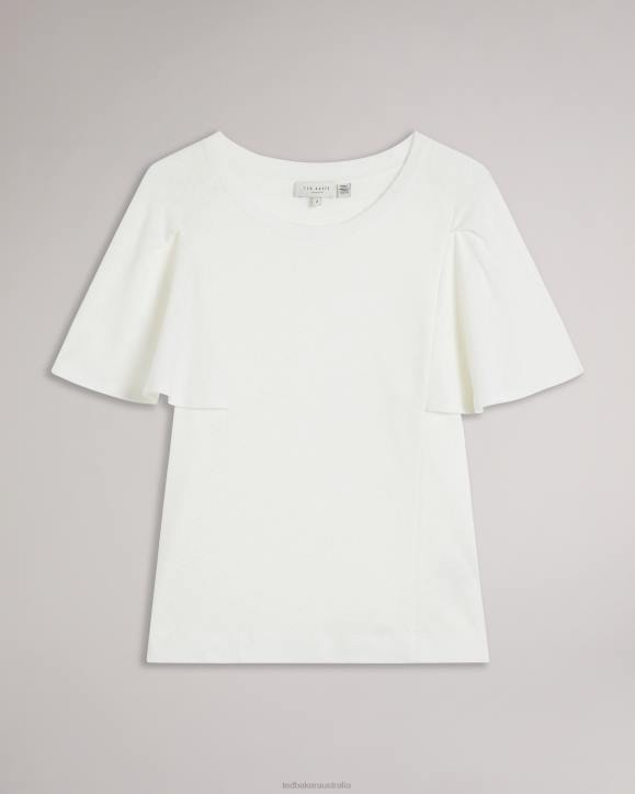 Ted Baker Hallenn Ruffle Sleeve T-Shirt White Clothing Women TLPL471