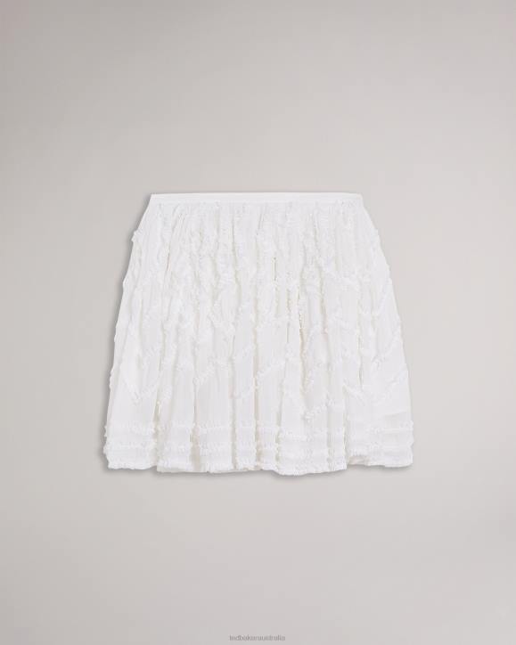 Ted Baker Halvy Full Mini Skirt With Micro Ruffle Detail White Clothing Women TLPL631