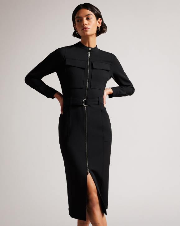 Ted Baker Hattei Belted Shirt Dress With Utility Detailing Black Clothing Women TLPL58