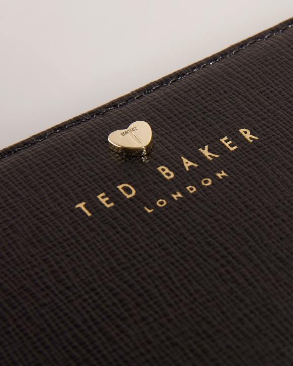 Ted Baker Hearten Heart Stud Zip Around Purse Black Accessories Women TLPL943