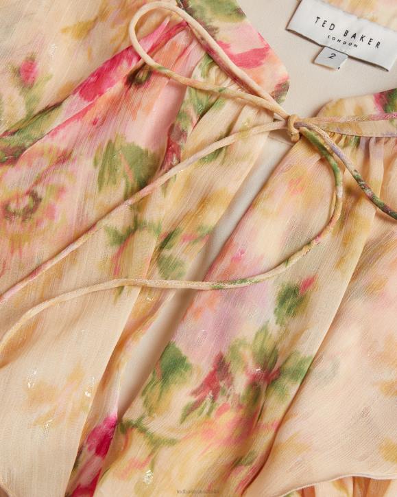 Ted Baker Helenoh Floral Ruffle Detail Blouse Tan Clothing Women TLPL408