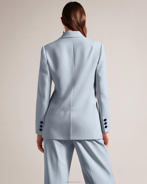 Ted Baker Hildia Longline Double Breasted Jacket Baby Blue Clothing Women TLPL194