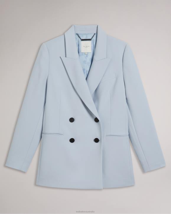 Ted Baker Hildia Longline Double Breasted Jacket Baby Blue Clothing Women TLPL194