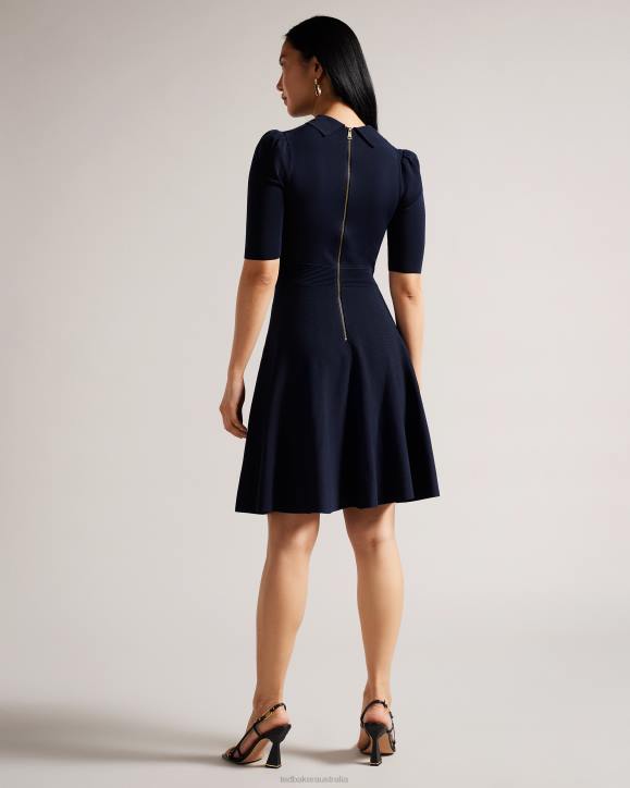 Ted Baker Hillder Delicate Pointelle Knit Dress Dark Blue Clothing Women TLPL199