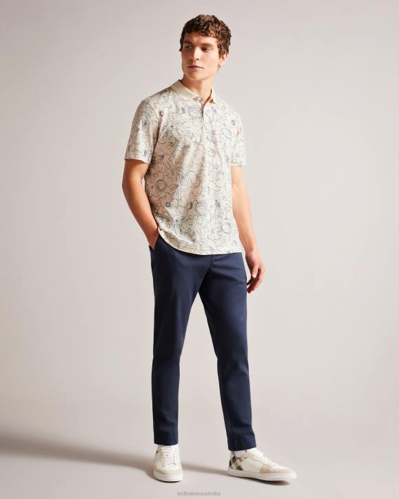 Ted Baker Holler Short Sleeve Regular Fit Printed Polo Shirt Natural Clothing Men TLPL1235