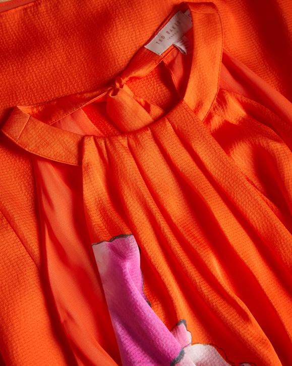 Ted Baker Immia Halterneck Midaxi Swing Dress Bright Orange Clothing Women TLPL2