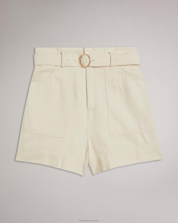 Ted Baker Indigow High Waisted Belted Shorts Ivory Clothing Women TLPL300