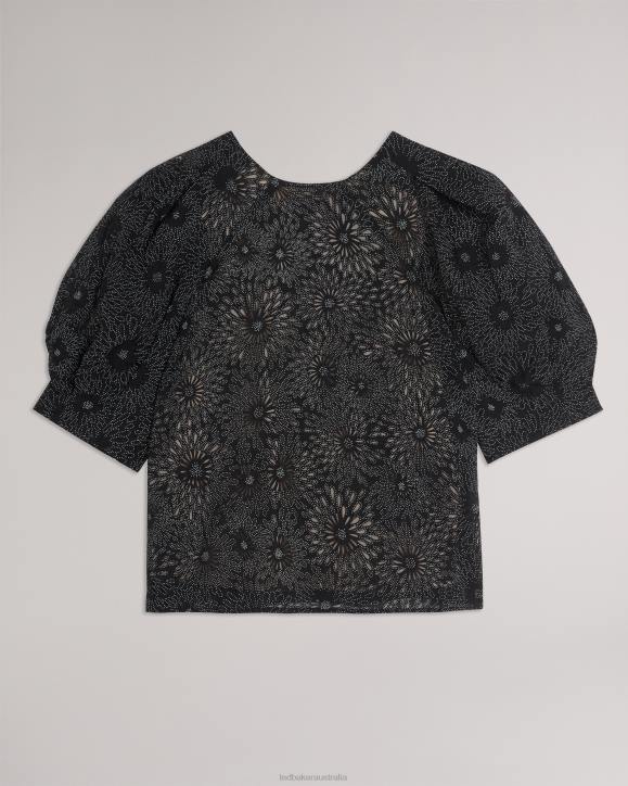 Ted Baker Ingriid Boxy Puffed Sleeve Top Black Clothing Women TLPL340