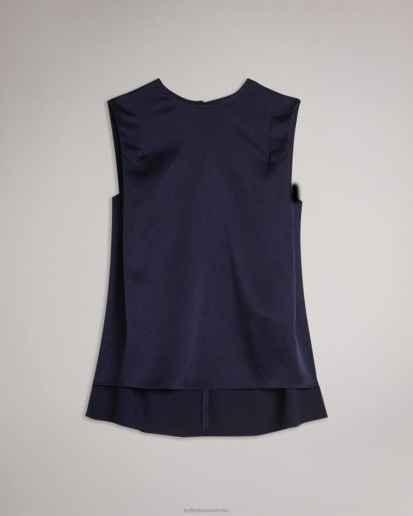 Ted Baker Jamihla Sleeveless Hammered Satin Top Navy Clothing Women TLPL433