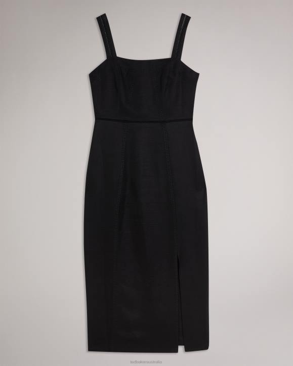 Ted Baker Janiise Square Neck Midi Pencil Dress Black Clothing Women TLPL388