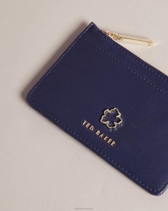 Ted Baker Jorjio Flower Eyelet Zip Card Holder Dark Blue Accessories Women TLPL1154