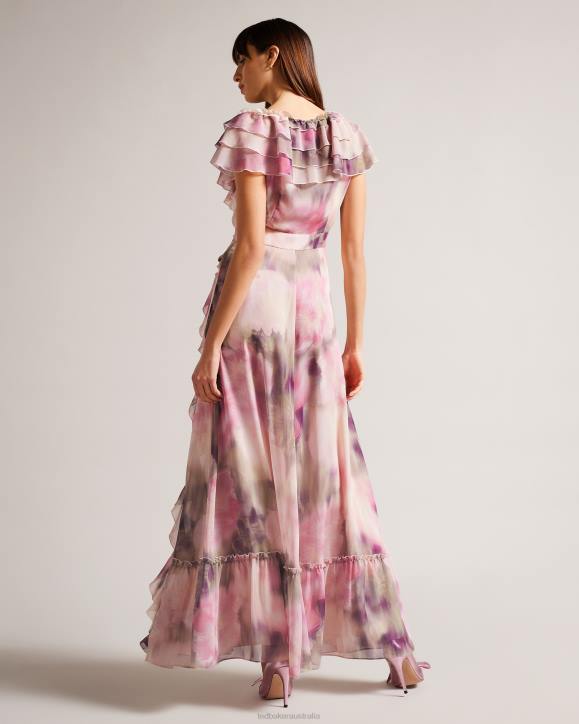 Ted Baker Karenie Frilled Floral Maxi Dress Coral Clothing Women TLPL188