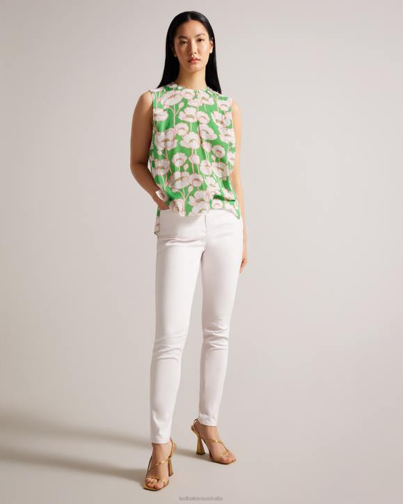 Ted Baker Kelany Short Sleeve Top With Shoulder Detail Green Clothing Women TLPL3