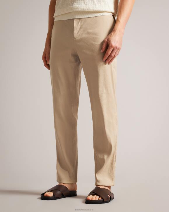 Ted Baker Kimmel Linen Blend Elasticated Trousers Stone Clothing Men TLPL1443