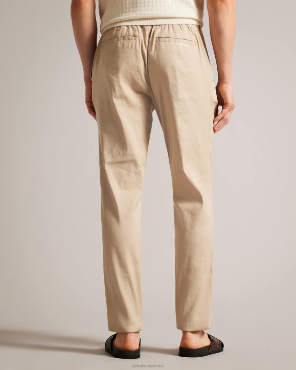 Ted Baker Kimmel Linen Blend Elasticated Trousers Stone Clothing Men TLPL1443