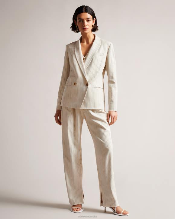 Ted Baker Kllara Relaxed Pinstripe Suit Jacket Cream Clothing Women TLPL250