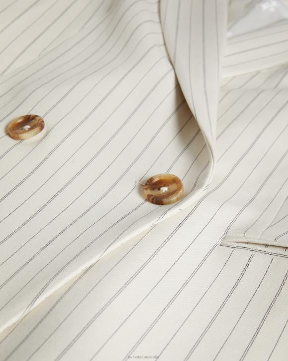 Ted Baker Kllara Relaxed Pinstripe Suit Jacket Cream Clothing Women TLPL250