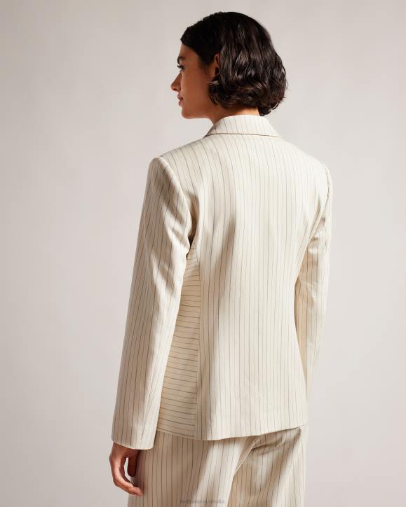 Ted Baker Kllara Relaxed Pinstripe Suit Jacket Cream Clothing Women TLPL250